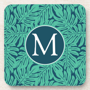 Dessous-de-verre Monogramme tropical du motif   de feuille de