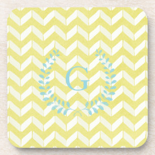 Dessous-de-verre Monogramme turquoise jaune en pastel chic de