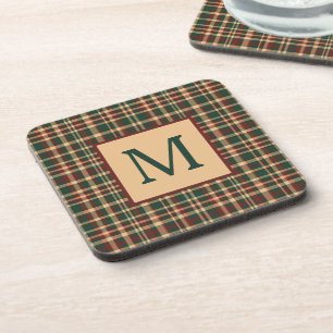 Dessous-de-verre Monogramme vintage rouge et vert de Noël