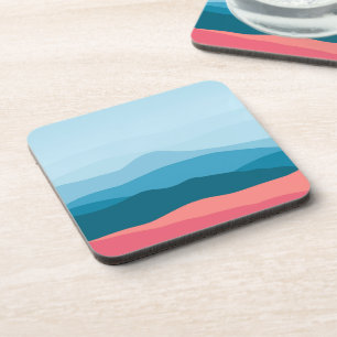 Dessous-de-verre Montagnes Abstraites Modernes Bleu Rose Pastel