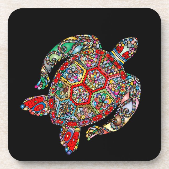Dessous-de-verre Mosaïque de la tortue de mer (Devant)