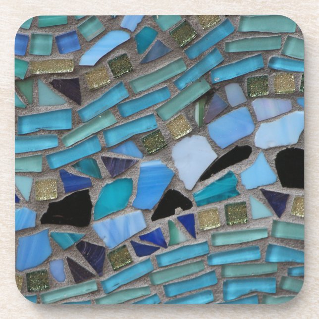 Dessous-de-verre Mosaïque de verre bleu de la mer (Devant)