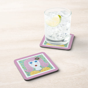 Dessous-de-verre Mosaïque - Ingrid avec bordure rose et ivoire