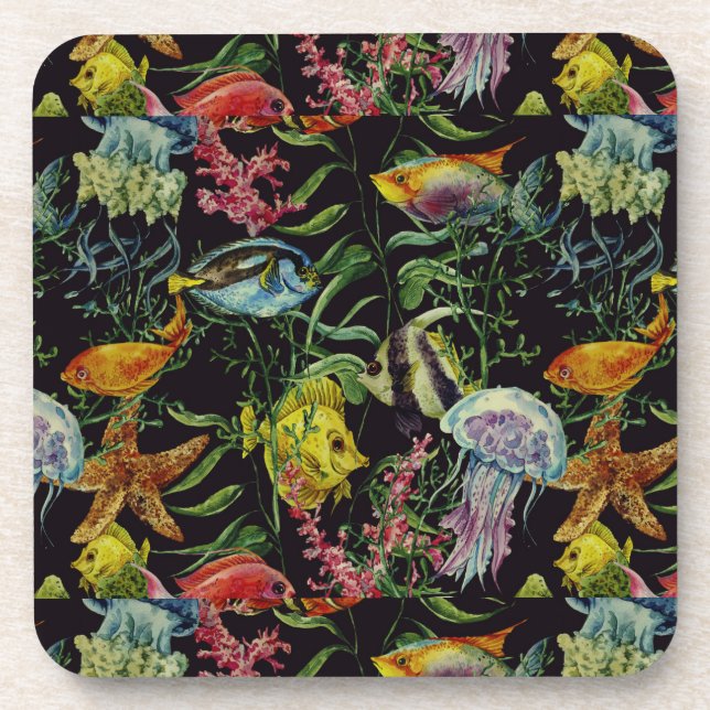 Dessous-de-verre Motif 1 de vie marine d'aquarelle (Devant)