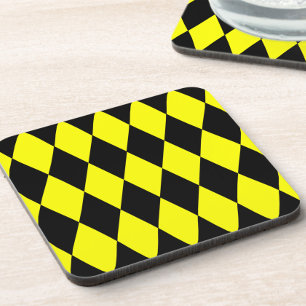 Dessous-de-verre Motif à carreaux en diamants Harlequin noir jaune