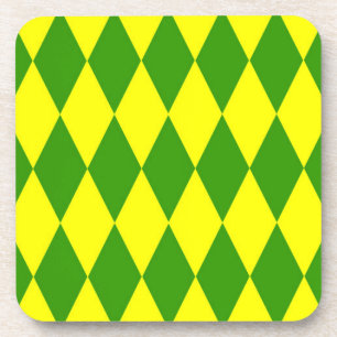Dessous-de-verre Motif à carreaux Harlequin jaune vert