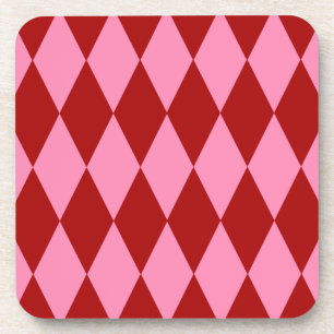 Dessous-de-verre Motif à carreaux Harlequin rose rouge