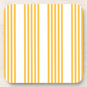 Dessous-de-verre Motif à cinq bandes jaune et blanc ensoleillé