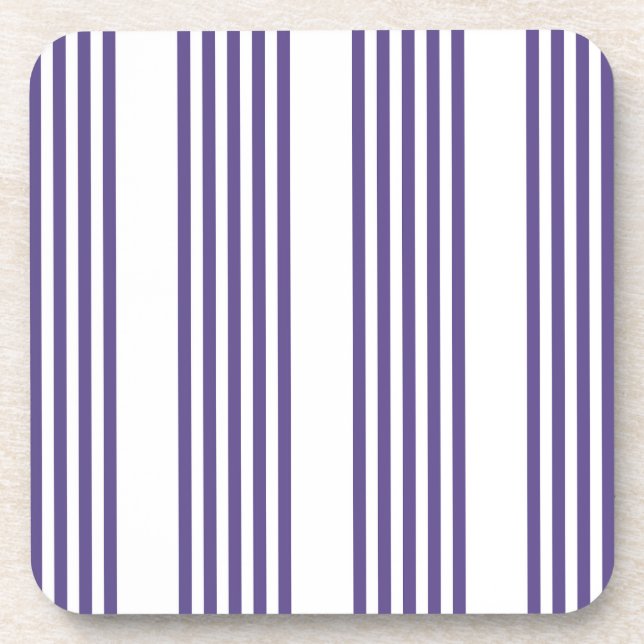 Dessous-de-verre Motif à cinq bandes Ultra violet et blanc (Devant)