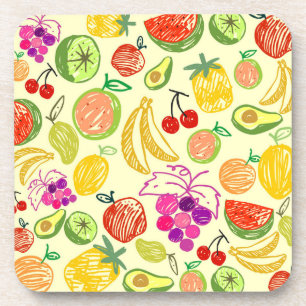 Dessous-de-verre Motif à doodle de fruits assoré