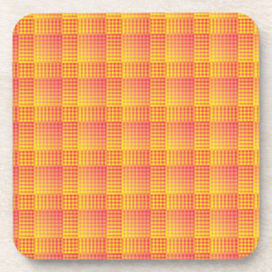 Dessous-de-verre Motif abstrait à carreaux rouges et jaunes
