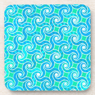 Dessous-de-verre motif Abstrait - Bleu, Jade vert & Blanc