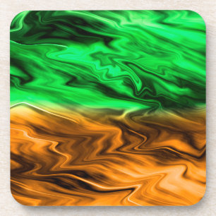 Dessous-de-verre motif Abstrait tacheté en vert orange