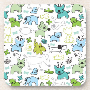 Dessous-de-verre motif animal d'arrière - plan d'enfants