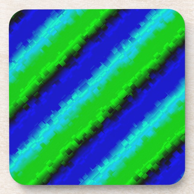 Dessous-de-verre Motif arc-en-ciel bleu vert abstrait 3D (Devant)
