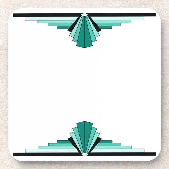 Dessous-de-verre Motif Art déco en vert et noir (Devant)