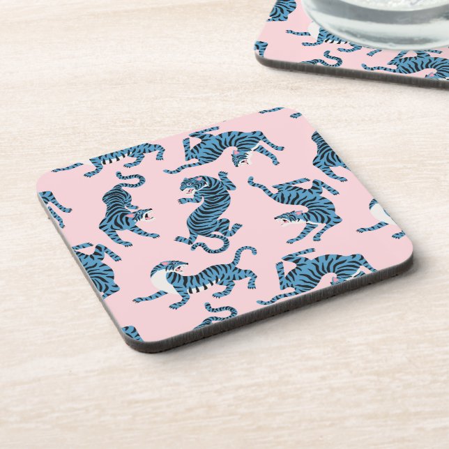 Dessous-de-verre Motif asiatique de tigre bleu (Côté gauche)