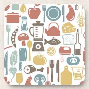 Dessous-de-verre Motif avec des icônes de cuisine