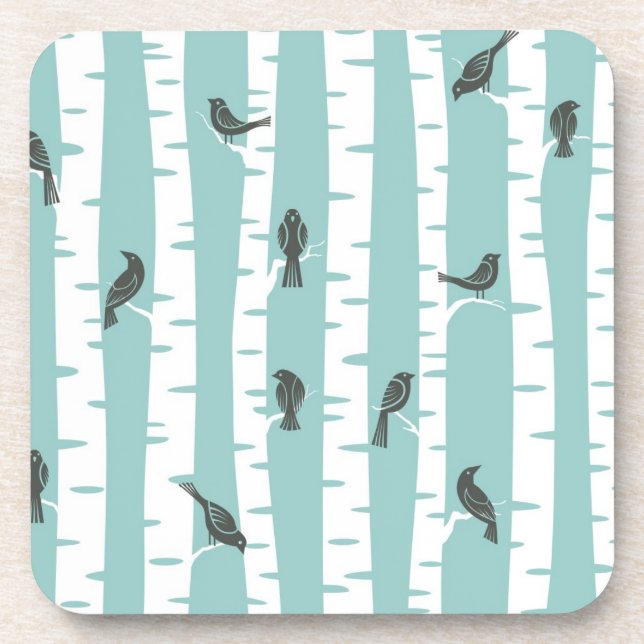 Dessous-de-verre Motif avec des oiseaux et des arbres (Devant)