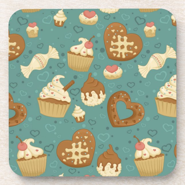 Dessous-de-verre Motif avec des petits gâteaux et des sucreries (Devant)