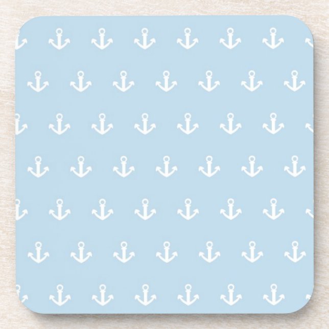 Dessous-de-verre Motif avec les ancres blanches sur le bleu (Devant)