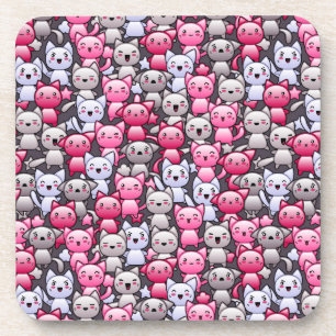 Dessous-de-verre motif avec les chats mignons 2 de griffonnage de