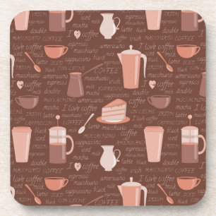Dessous-de-verre Motif avec les éléments relatifs de café