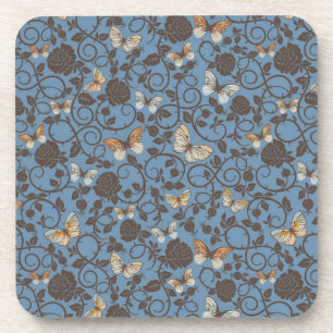 Dessous-de-verre motif avec les roses et le papillon