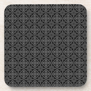 Dessous-de-verre Motif baroque gris sur noir