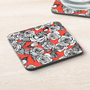 Dessous-de-verre Motif blanc roses