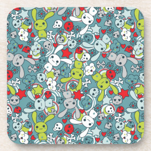 Dessous-de-verre motif bleu de kawaii