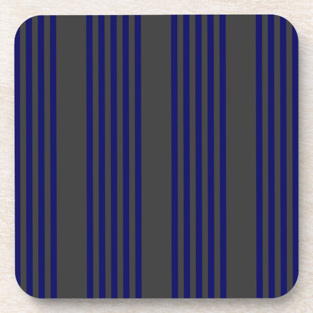 Dessous-de-verre Motif bleu marine et charbon cinq bandes (Devant)