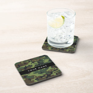 Dessous-de-verre Motif Camouflage Vert, Votre nom, Personnaliser