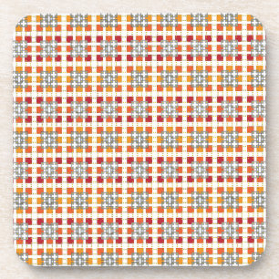 Dessous-de-verre Motif carré moderne géométrique rouge ambre