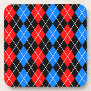 Dessous-de-verre Motif carreaux argyle rouge bleu noir