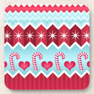 Dessous-de-verre Motif Chevron Rouge et Bleu Noël