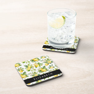 Dessous-de-verre Motif citron, Fleurs de citron, Feuilles, Votre No