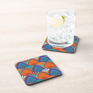 Dessous-de-verre Motif clair géométrique avec feuilles de palmiers,