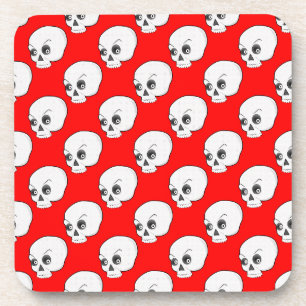 Dessous-de-verre Motif crâne sur Arrière - plan rouge