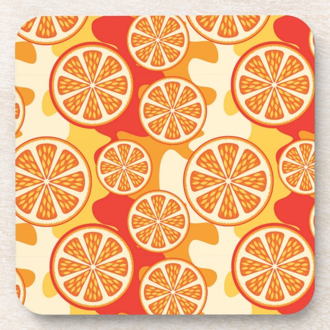 Dessous-de-verre Motif d'agrumes oranges rétro (Devant)