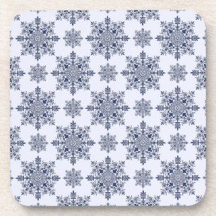 Dessous-de-verre Motif Damas de flocon bleu
