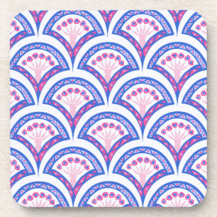 Dessous-de-verre motif damassé floral bleu