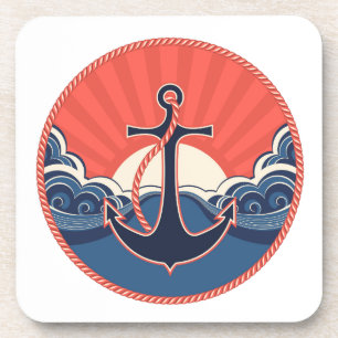 Dessous-de-verre Motif d'Ancre et de vague de mer