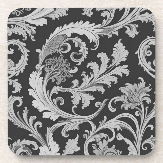 Dessous-de-verre Motif d'antiquités Monochrome Fleur (Devant)