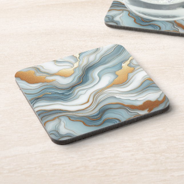 Dessous-de-verre Motif d'art en marbre gris bleu turquoise (Côté gauche)