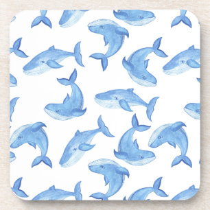 Dessous-de-verre Motif de baleine bleue d'aquarelle