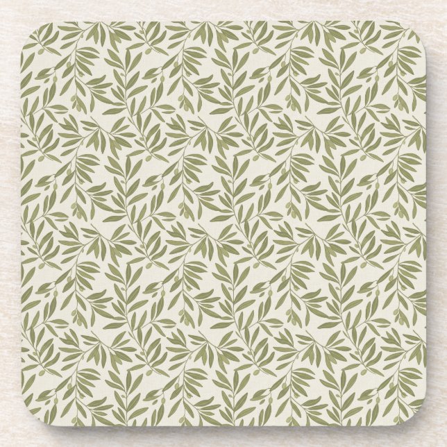Dessous-de-verre Motif de branche d'olive minimal (Devant)
