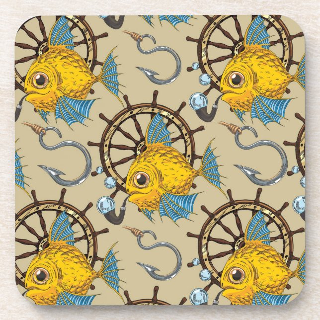 Dessous-de-verre Motif de capitaine de la marine marchande poisson (Devant)