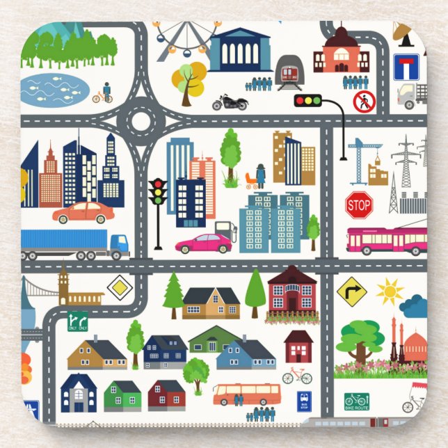 Dessous-de-verre Motif de carte de ville (Devant)