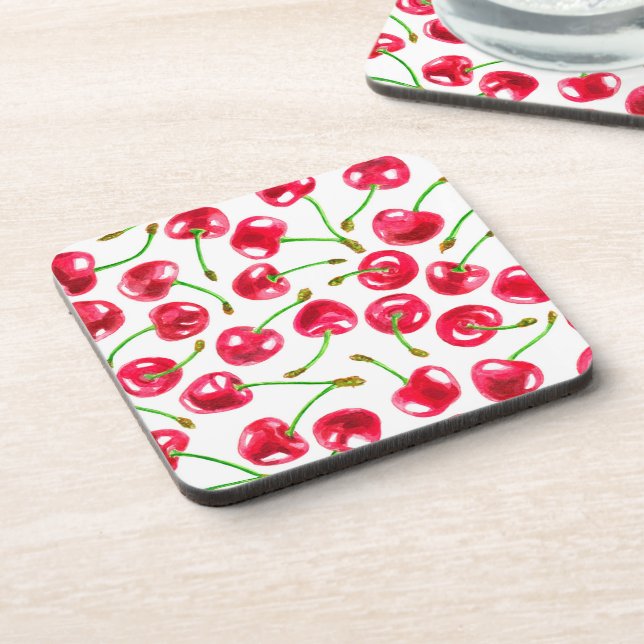 Dessous-de-verre Motif de cerises d'aquarelle (Côté gauche)